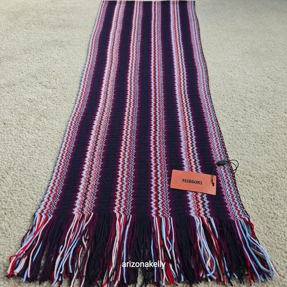 NWT Missoni Zig Zag Scarf Purple Red Blue